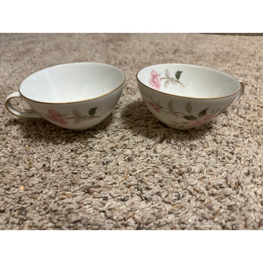 PICARDY Contour Pink Rose Porcelain Cups Set of 2 Japan Vintage Replacement